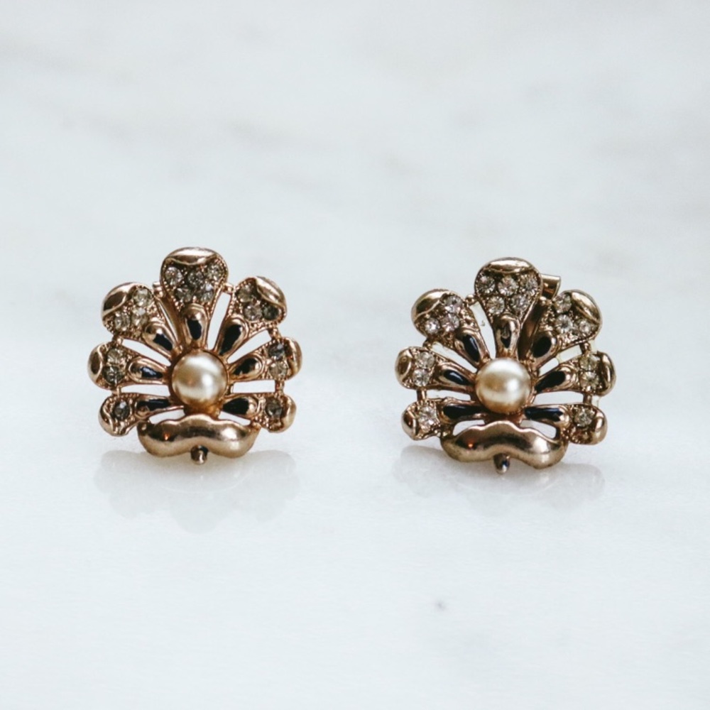 PAT 1967 965 Rhinestone and Faux Pearl Earrings